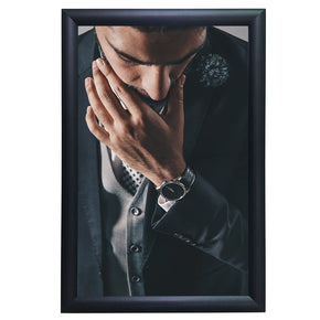 Aluminum Wall Hanging Poster Frame Easy Front Open Graphic Size 11 x 17 Inches, Color Black